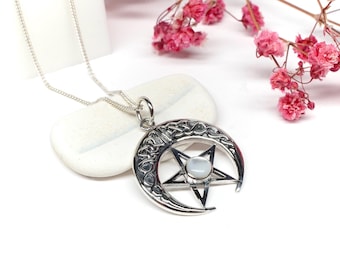 Celtic Crescent Moon Pendant Necklace Sterling Silver * Gift for her*