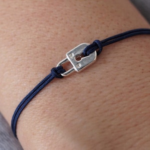 Padlock Sterling Silver Cord Bracelet, Love bracelet, Delicate bracelet