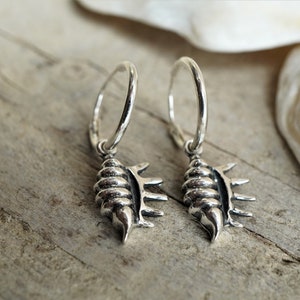 Sterling Silver Shell Hoop earrings * Hoop earrings * Boho hoops * Ocean summer