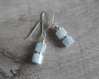 Aquamarine Sterling Silver Earrings * March Birthstone * Lightweight earrings *