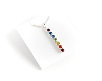 7 Chakra Zirkonia ketting * Sterling zilver * Sierlijk * Cadeau voor haar * Vrouwelijk *