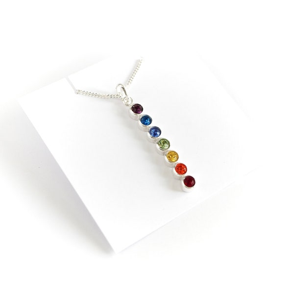 7 Chakra Cubic Zirconia Necklace *Sterling silver * Dainty* Gift for her* Feminine*