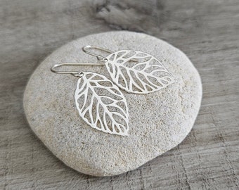 Leaf Earrings Sterling Silver, Leaf jewellery