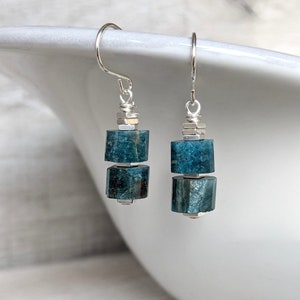 Apatite Drop Earrings * Blue Earrings * Gift for her