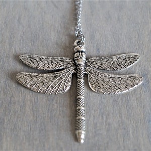 Large Dragonfly Pendant Long Chain Necklace boho Long - Etsy
