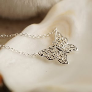 Butterfly Sterling Silver Delicate Necklace * Butterfly jewellery * Silver butterfly