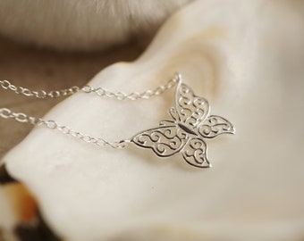 Butterfly Sterling Silver Delicate Necklace * Butterfly jewellery * Silver butterfly