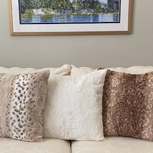 Fur Pillow Covers, faux fur pillows, Fawn, Lynx, Ivory fur pillows