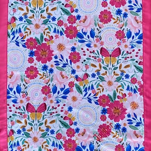 Personalized Baby Girl Blanket: Folklore Floral Fuchsia Minky