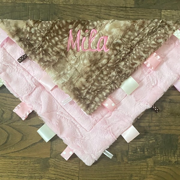 Personalized Fawn Cappuccino Blush Pink Tagged Lovie