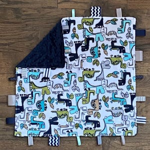 Tagged Lovie, Dinosaur Minky, 18”, personalization available