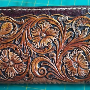 Tooled Wallet Biker Cowboy Roper Sheridan Floral Design K_P - Etsy