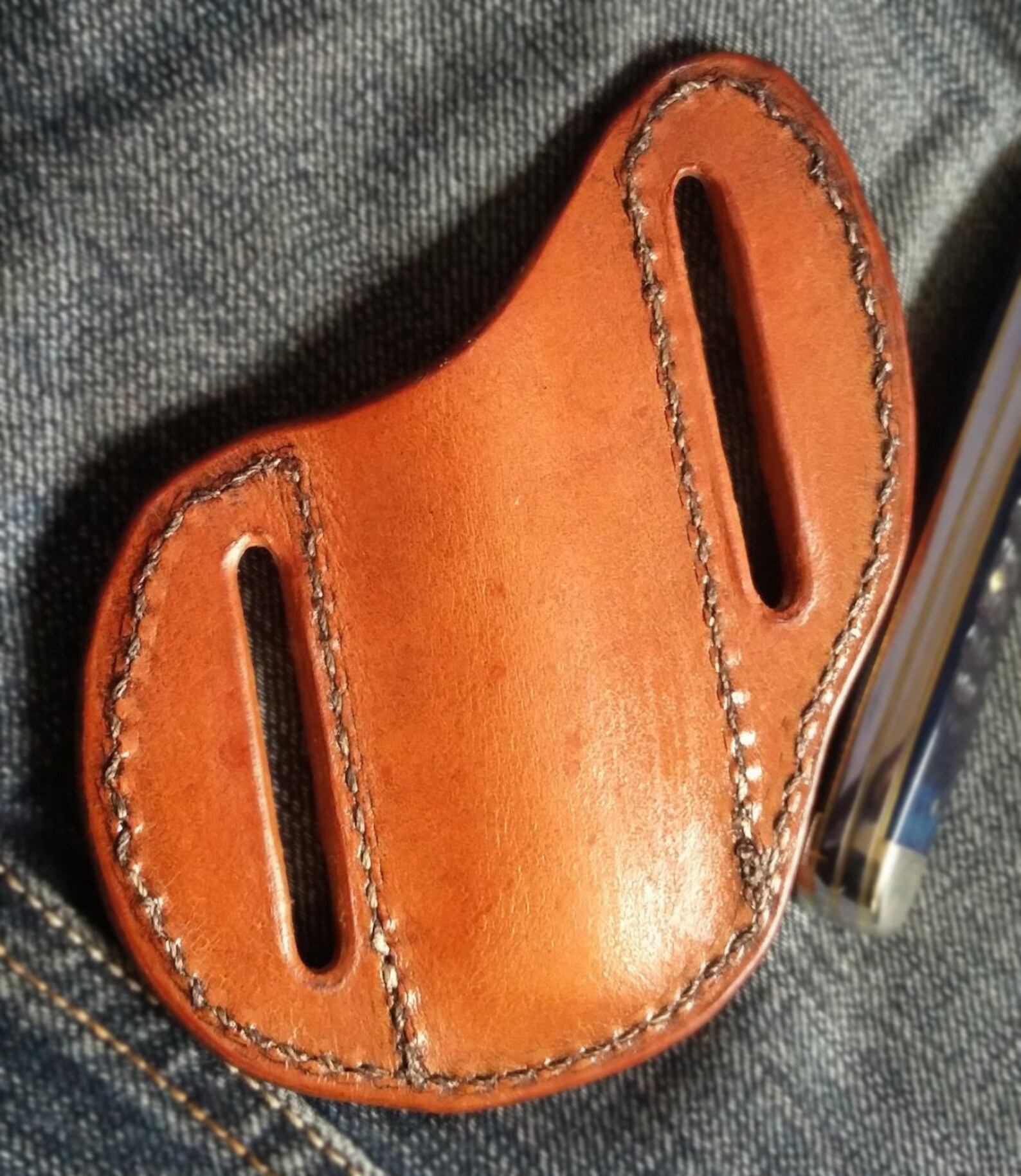 Tooled Leather Pancake Knife Sheath Case Trapper Knife Etsy