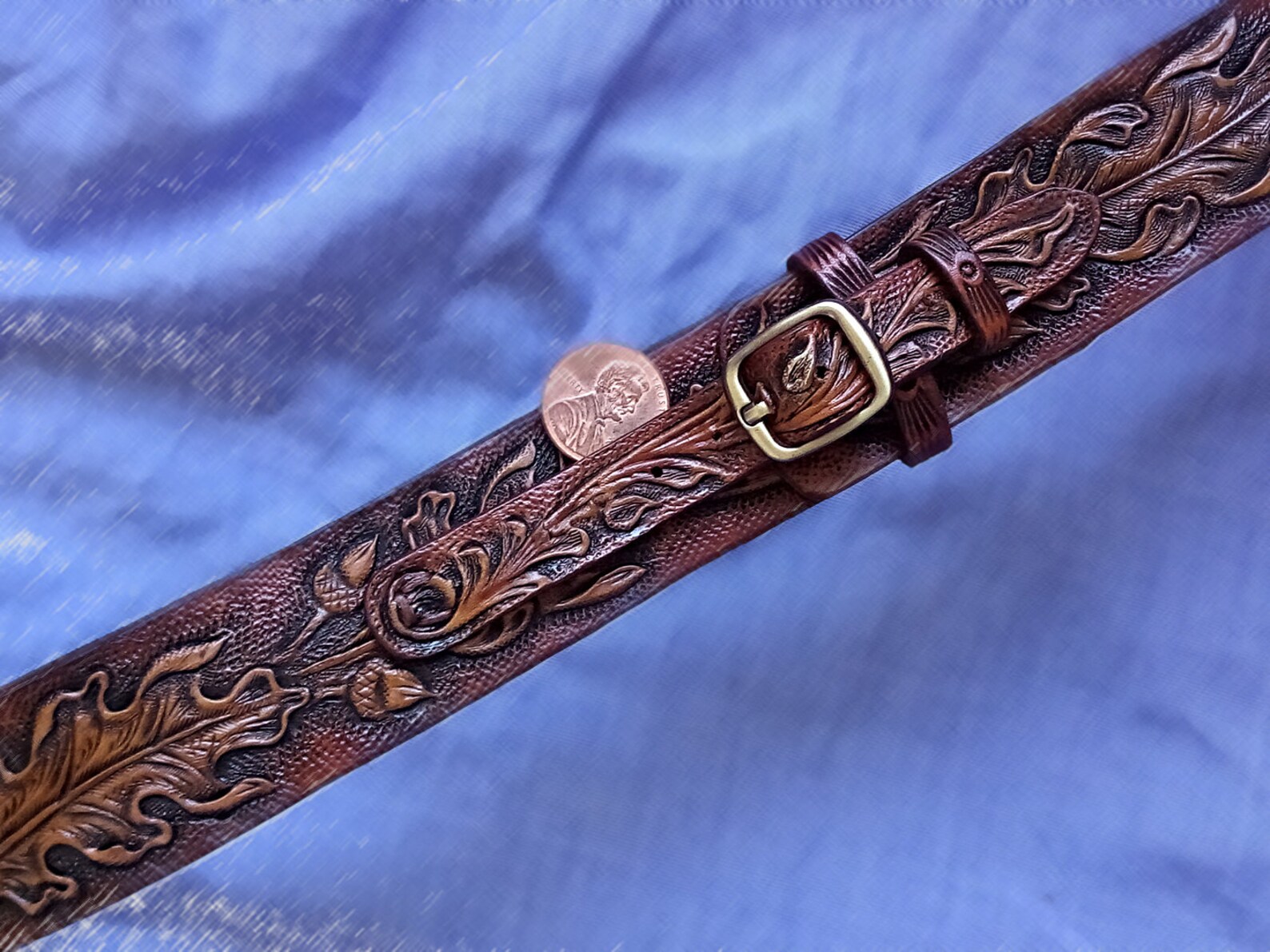 Hat Band Tooled Leather Western Oak Acorns Leaves Design. Etsy
