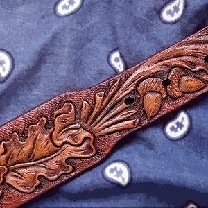 Dog Collar Oak Leaves Acorns Leather Tooled-carved - Etsy