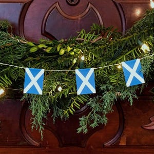 Scotland Flag Garland - Small Handmade Indoor Decoration  - Paper - 6 feet