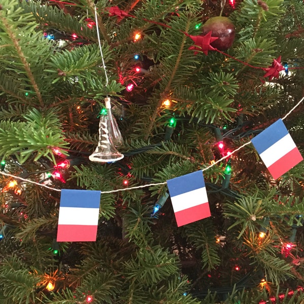 France Flag Garland - Small Handmade Indoor Decoration - Paper - 6 feet