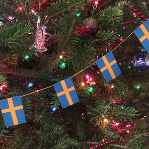 Sweden Flag Garland - Small Handmade Indoor Decoration - Paper - 6 feet