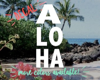 Aloha Decal, Hawaii Sticker, Laptop, Car, Surfboard