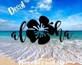 Aloha Hibiscus Decal - Hawaii Flower Sticker