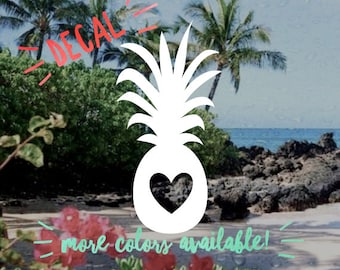 Pineapple Heart Decal ~ Hawaiian Aloha Sticker