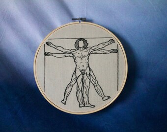 The Vitruvian Man - L'Uomo Vitruviano - Leonardo da Vinci Embroidery