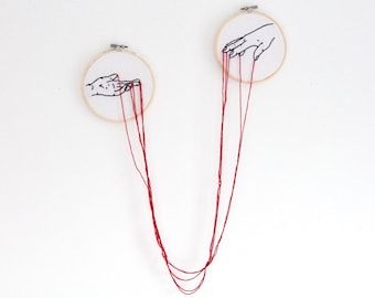 Two Hands Connected Embroidery