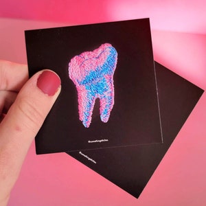 ART PRINT - The Topographic Tooth Mini Hand Embroidery Thread Painting Print