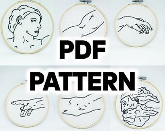 PDF Pattern - Creation of Adam Hoops - Downloadable file for modern hand embroidery pattern