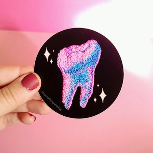 STICKER - The Topographic Tooth Vinyl Sticker - Hand Embroidery Thread Painting