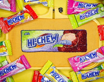 Hi Chew Hand Embroidery - Candy Fiber Art Wall Hanging Rectangle Hoop