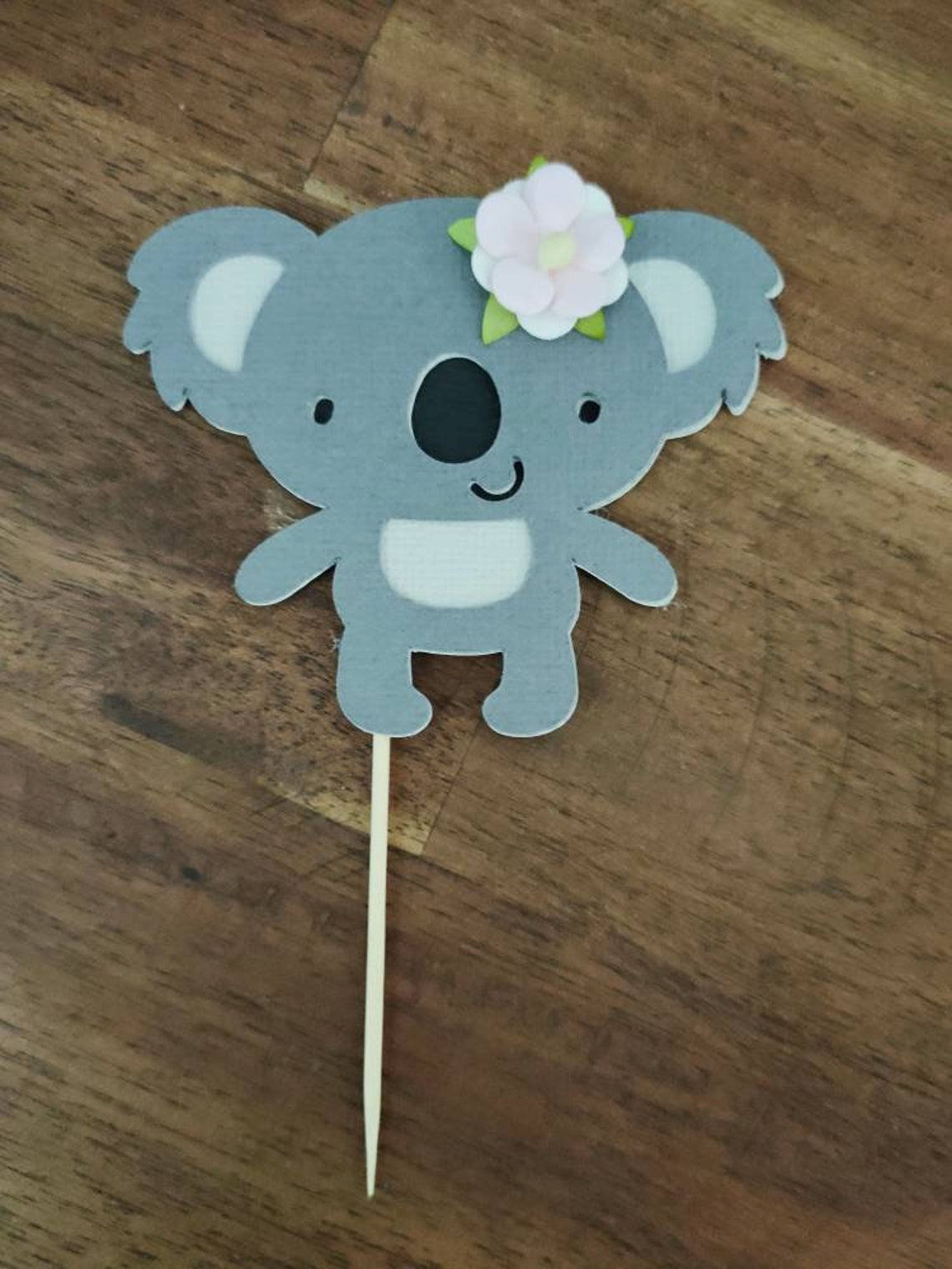 Koala cupcake toppers 12 Grey koala toppers floral koala Etsy