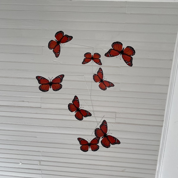 Orange Butterfly Mobile: Decorative Hanging Insect Art
