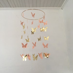 Peach and Gold Butterfly Mobile