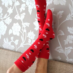 Christmas Warm socks Ski socks winter knee socks socks hearts MAD Socks image 1