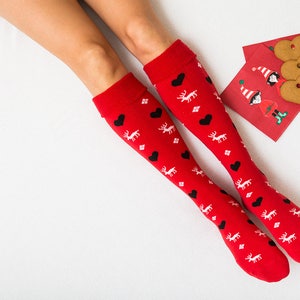 Christmas Warm socks Ski socks winter knee socks socks hearts MAD Socks image 2