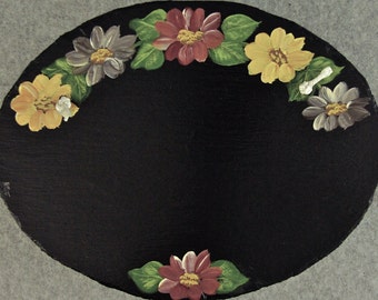 Painted Oval Slate - Earth Tone Flowers *Personalized No Charge*