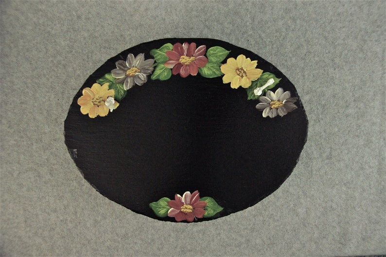 Painted Oval Slate Earth Tone Flowers Personalized No Charge image 1