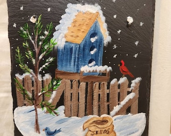 Painted Slate -Winter Mailbox *Personalized No Charge*