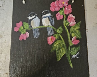 Chickadees - Hand Painted Slate *Personalized at No Extra Charge*