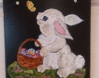 Painted Slate - Spring Bunny White or Brown *Personalized No Charge*