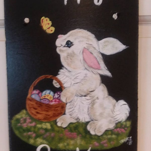 Painted Slate - Spring Bunny White or Brown *Personalized No Charge*