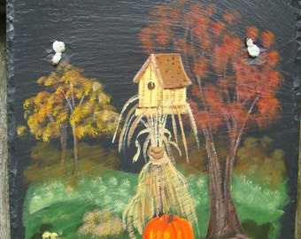 Painted Slate - Fall Birdhouse *Personalized No Charge