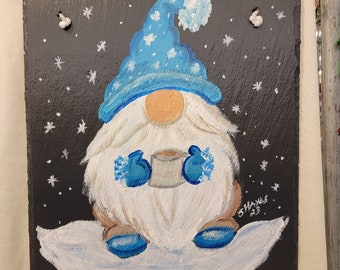 Painted Slate - Cozy Winter Gnome *Personalized No Charge*