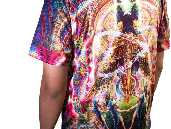 DMT Magic Mushroom Trippy Psychedelic Salvia Collection Black Cotton T-Shirt Tee