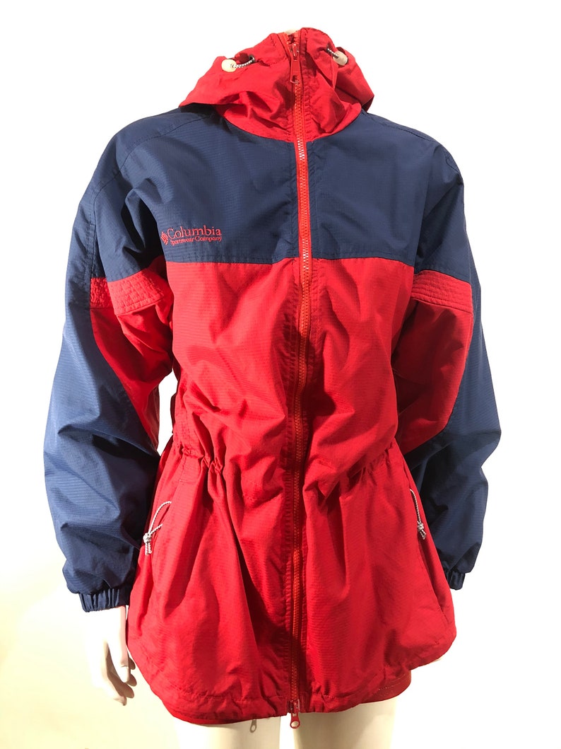 color block vintage red Columbia jacket lightweight jacket navy blue