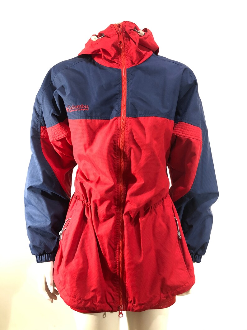 color block vintage red Columbia jacket lightweight jacket navy blue