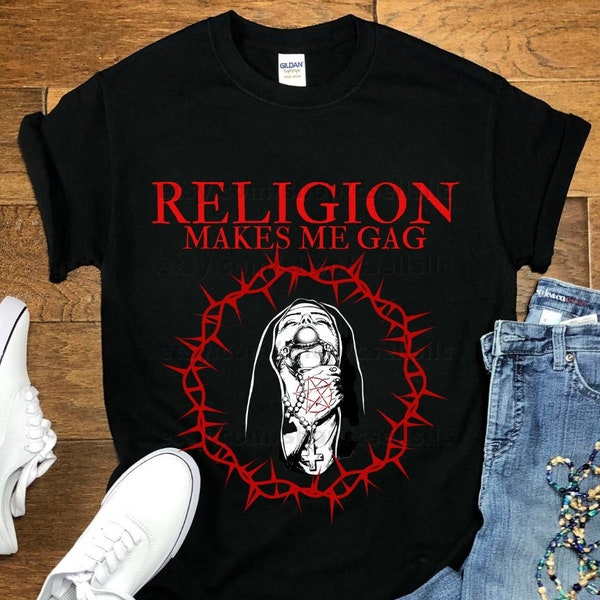 Atheist Shirt, Satanic Tshirt, Anti Religion Gift, Offensive Christian Tee, Bad Nun TShirt, Baphomet Top, Hail Satan Shirt, Pentagram Tee
