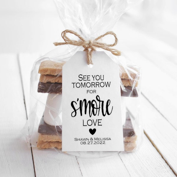 Pack of 40 See You Tomorrow For S'more Love Gift Tag/Favor Kit, Wedding Favor Tag P, Rehearsal Dinner Tag, Thank You Tag - Handmade To Order