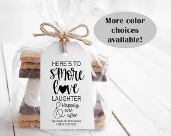 Pack of 40 S'More Love Laughter and Happily Ever After Script Tag/Favor Kit, Wedding Tag, Rehearsal Tag, Thank You Tag - Handmade To Order